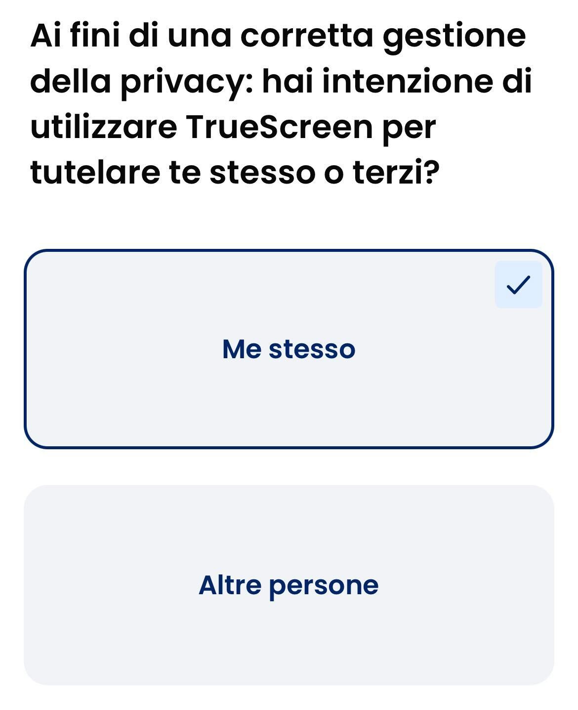 Screenshot istruzioni privacy app