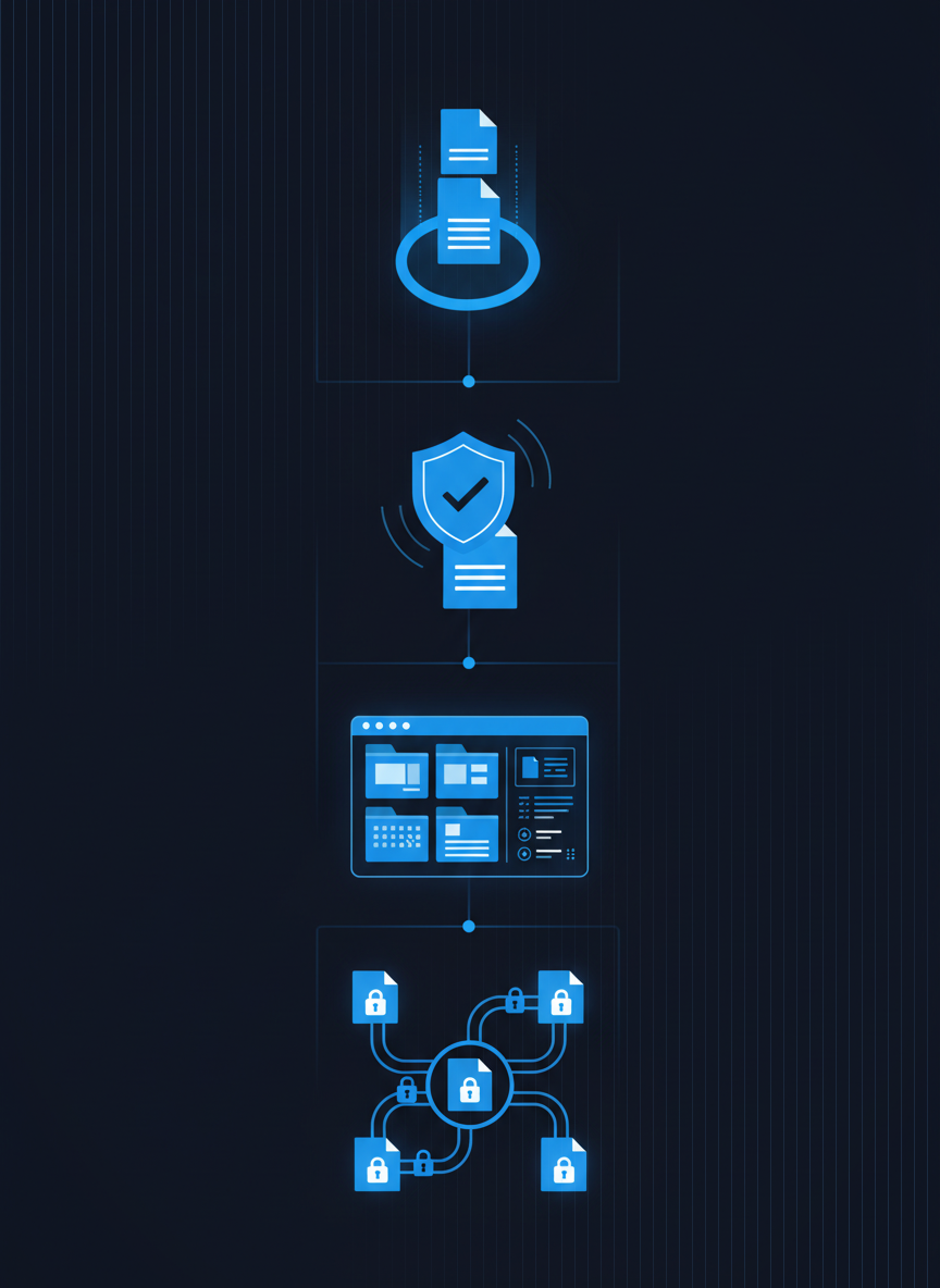 Certified Data Room How It Works How TrueScreen Certified Data Room works - From upload to certified archive
