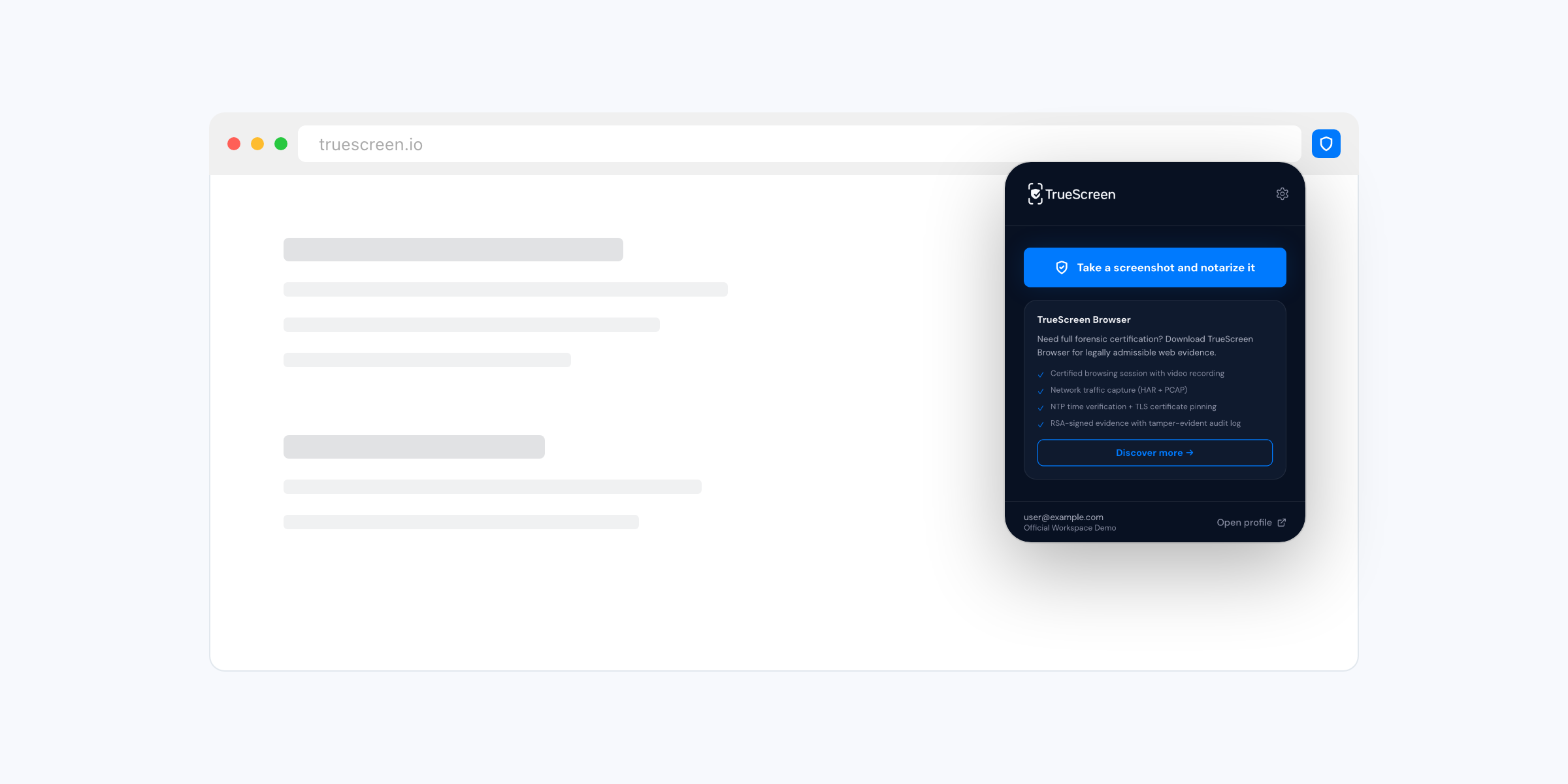 TrueScreen Forensic Browser