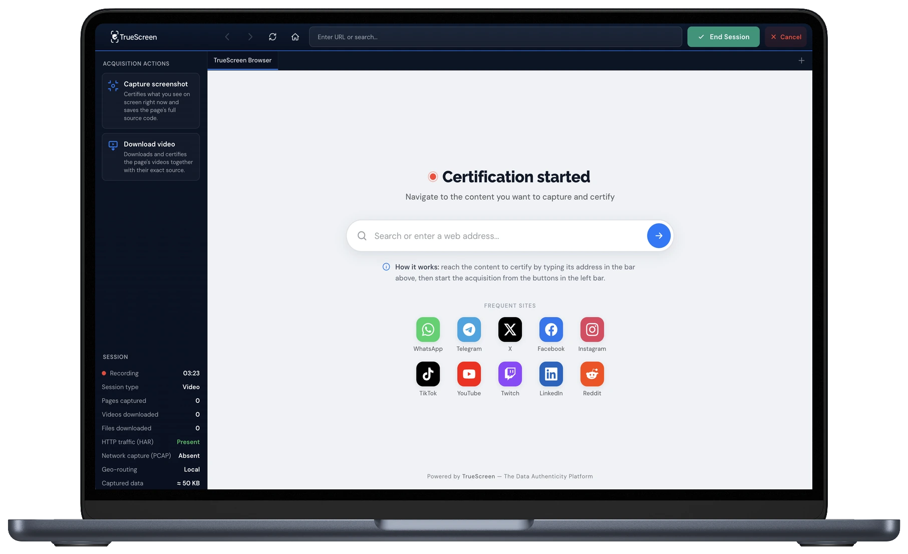 TrueScreen Forensic Browser