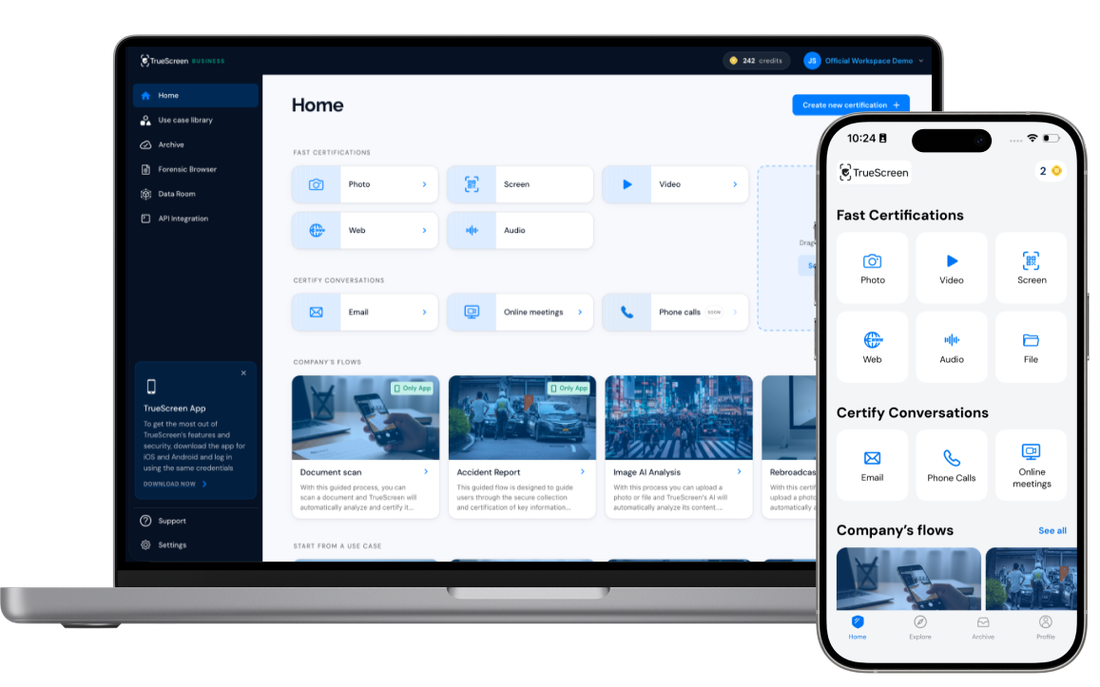 The TrueScreen portal and app that partners resell or brand as their own